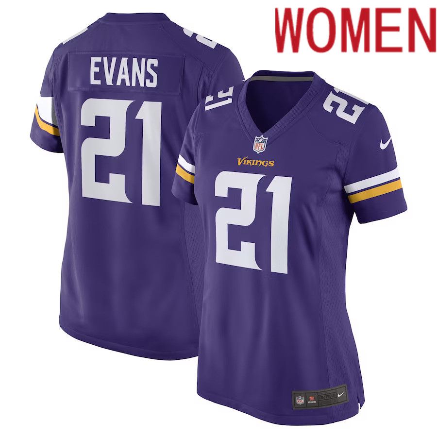 Women Minnesota Vikings #21 Akayleb Evans Nike Purple Game Player NFL Jersey